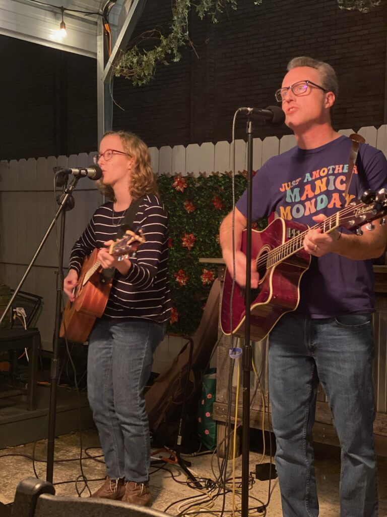 The Drive-In Mondays duo performing on stage