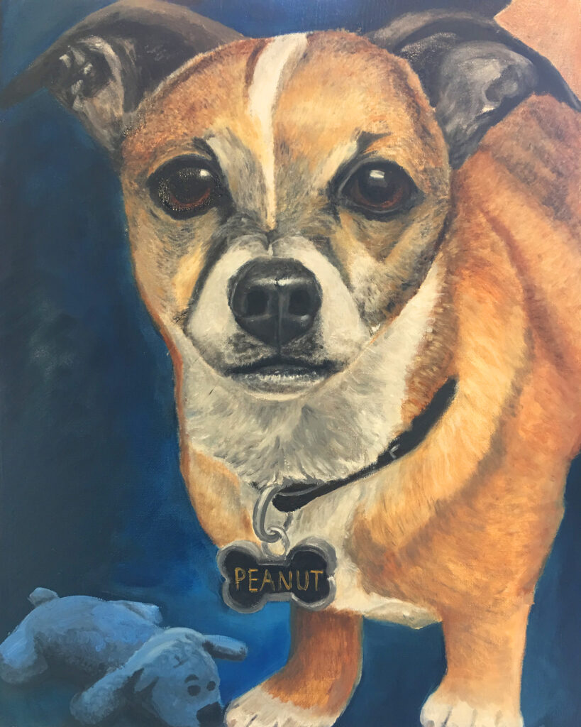 A painting of a dog.