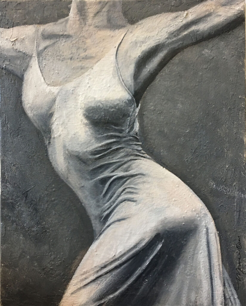 A cropped painting of a dancer.
