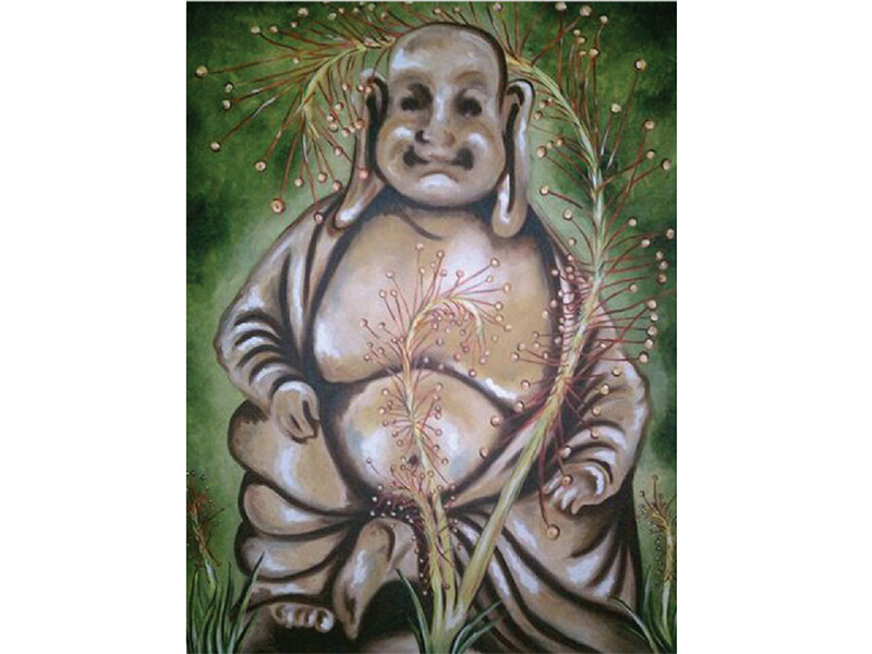 An oil painting of the Buddha.