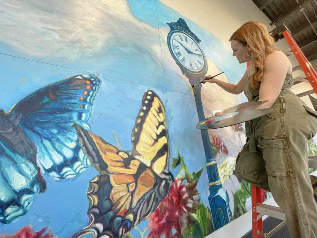 Ann Working on Kroger Mural.