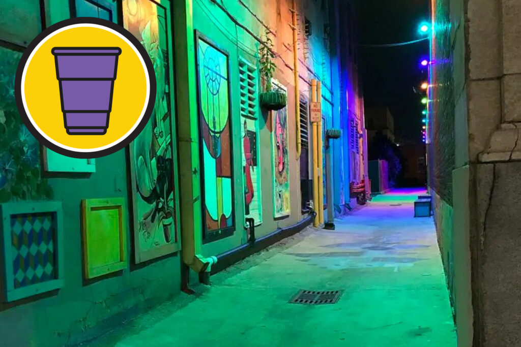A graphic of Clinton Color Walk with a Purple Cup
